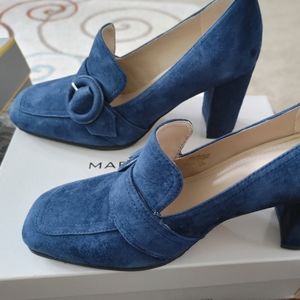 Blue Suede Work Heels Marc Fisher